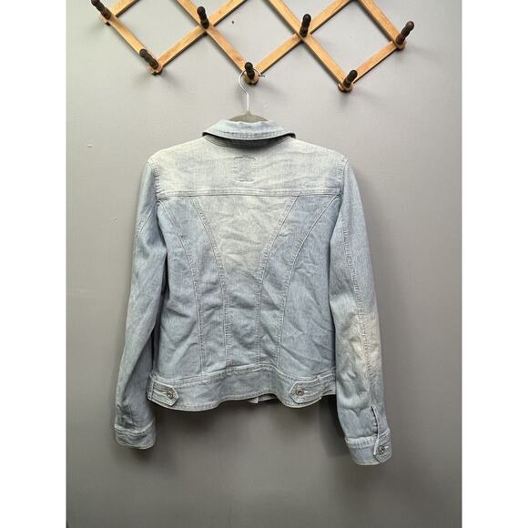 Vintage Gloria Vanderbilt Jean Jacket Womens Medium Railroad Stripe Denim - Picture 2 of 7